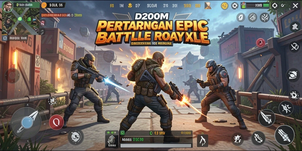 Tampilan gameplay seru di D200M dengan aksi Battle Royale.