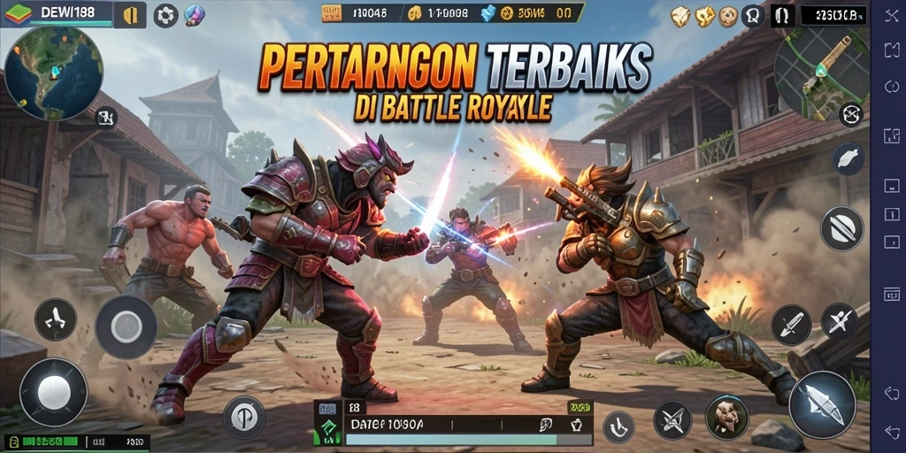 Tampilan seru gameplay DEWI188 dalam pertarungan Battle Royale.
