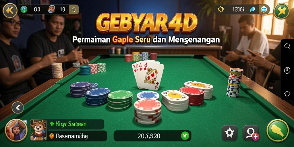 Tangkapan layar GEBYAR4D yang menunjukkan antarmuka permainan Gaple yang menarik.
