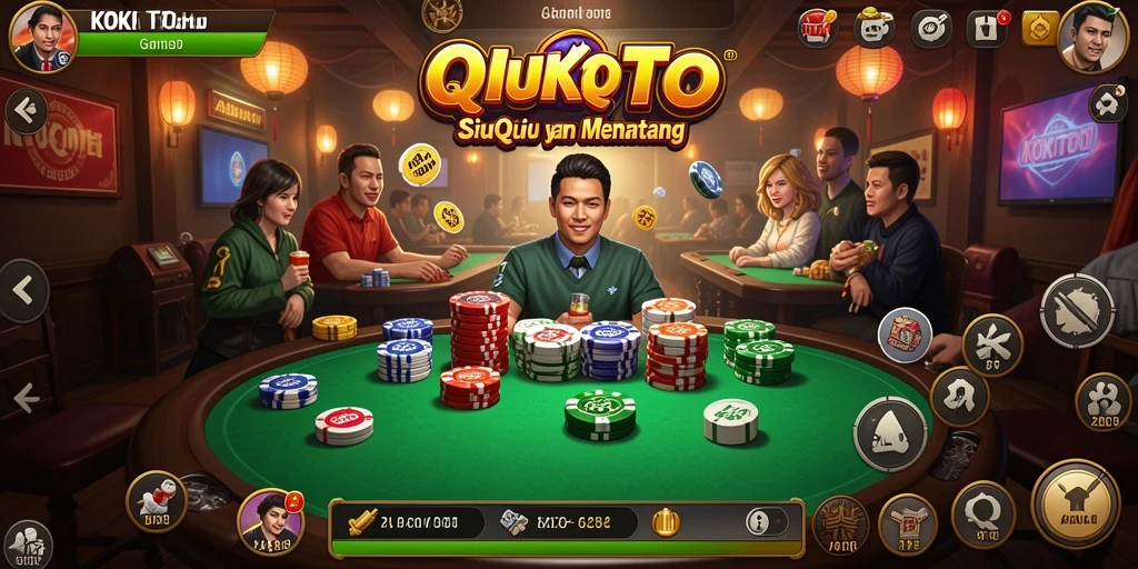 Screenshot gameplay KOKITOTO menampilkan suasana bermain QiuQiu yang menegangkan.