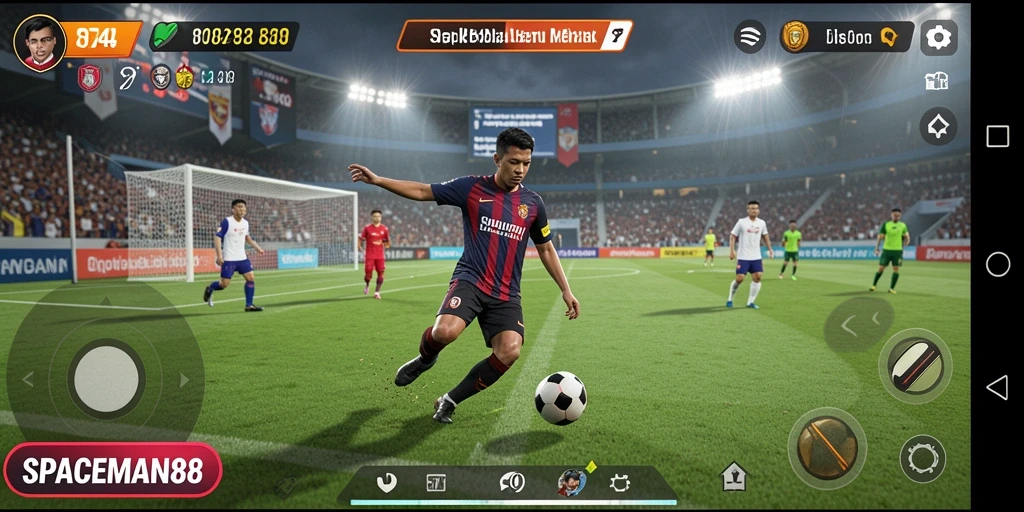 Tampilan gameplay seru dalam SPACEMAN88 dengan aksi sepak bola yang mendebarkan.