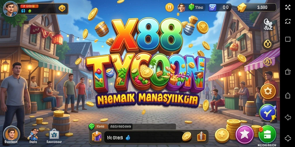 Tampilan gameplay menarik dari X88 dengan elemen Tycoon yang seru.